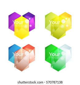 Vector shiny blank web option boxes. Geometric elements suitable for text, infographics or navigation UI menu