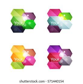 Cajas de opciones web en blanco brillante vectorial. Elementos geométricos adecuados para el menú de texto, infografía o interfaz de usuario de navegación