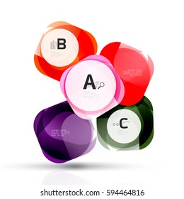 Vector shiny blank web option boxes. Geometric elements suitable for text, infographics or navigation UI menu