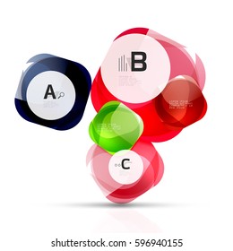 Vector shiny blank web option boxes. Geometric elements suitable for text, infographics or navigation UI menu