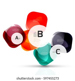 Vector shiny blank web option boxes. Geometric elements suitable for text, infographics or navigation UI menu