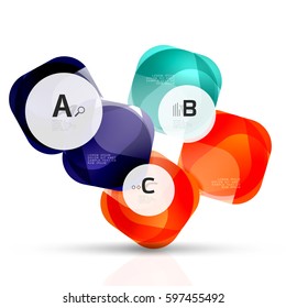 Vector shiny blank web option boxes. Geometric elements suitable for text, infographics or navigation UI menu