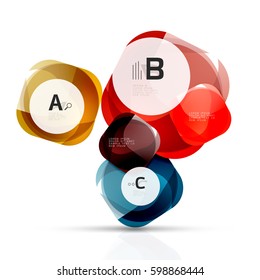 Cajas de opciones web en blanco brillante vectorial. Elementos geométricos adecuados para el menú de texto, infografía o interfaz de usuario de navegación