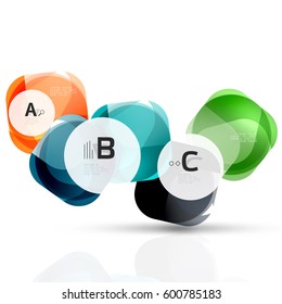 Vector shiny blank web option boxes. Geometric elements suitable for text, infographics or navigation UI menu