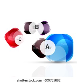 Vector shiny blank web option boxes. Geometric elements suitable for text, infographics or navigation UI menu