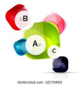 Cajas de opciones web en blanco brillante vectorial. Elementos geométricos adecuados para el menú de texto, infografía o interfaz de usuario de navegación