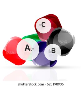 Vector shiny blank web option boxes. Geometric elements suitable for text, infographics or navigation UI menu