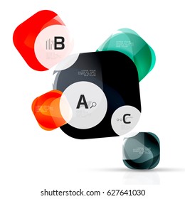 Vektorglänzende leere Web-Optionsfelder. Geometrische Elemente, geeignet für Text-, Infografik- oder Navigations-UI-Menü