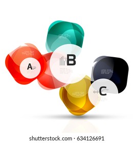 Vector shiny blank web option boxes. Geometric elements suitable for text, infographics or navigation UI menu