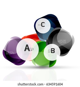 Vector shiny blank web option boxes. Geometric elements suitable for text, infographics or navigation UI menu