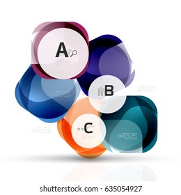 Vector shiny blank web option boxes. Geometric elements suitable for text, infographics or navigation UI menu