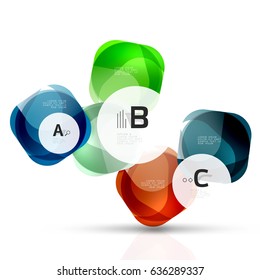 Vector shiny blank web option boxes. Geometric elements suitable for text, infographics or navigation UI menu