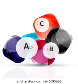 Vector shiny blank web option boxes. Geometric elements suitable for text, infographics or navigation UI menu
