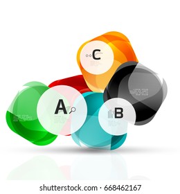 Vector shiny blank web option boxes. Geometric elements suitable for text, infographics or navigation UI menu