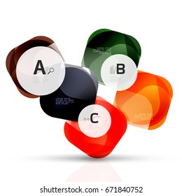 Vector shiny blank web option boxes. Geometric elements suitable for text, infographics or navigation UI menu