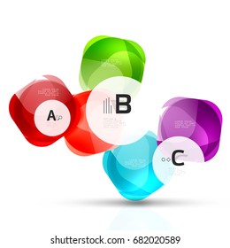 Vector shiny blank web option boxes. Geometric elements suitable for text, infographics or navigation UI menu
