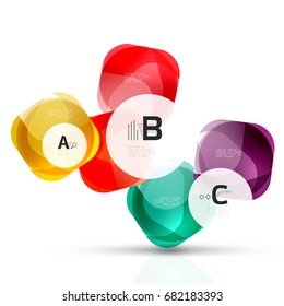 Vector shiny blank web option boxes. Geometric elements suitable for text, infographics or navigation UI menu