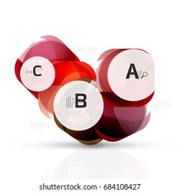 Cajas de opciones web en blanco brillante vectorial. Elementos geométricos adecuados para el menú de texto, infografía o interfaz de usuario de navegación