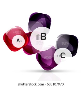 Vector shiny blank web option boxes. Geometric elements suitable for text, infographics or navigation UI menu