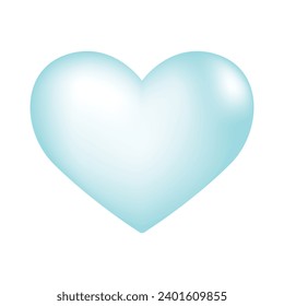 Vector shiny blue heart illustration on white background.