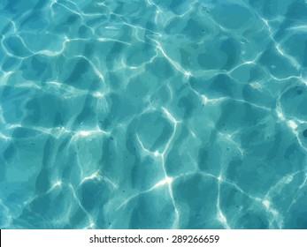Vector shiny blue ocean clean water. Tropical realistic traced summer image. Vector illustration can be used for web design, surface textures, summer posters, trip and vacations cards design.