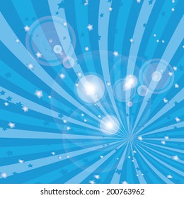 Vector shiny blue sky background with ray of light and . blue abstract background template for cover or website design. grunge background vector