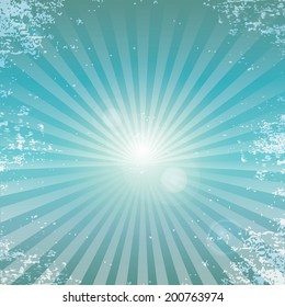 Vector shiny blue sky background with ray of light and . blue abstract background template for cover or website design. grunge background vector