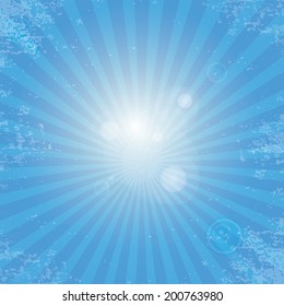 Vector shiny blue sky background with ray of light and . blue abstract background template for cover or website design. grunge background vector