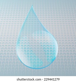 Vector Shiny Blue Water Drop on the Blue Background . Logo Design . 