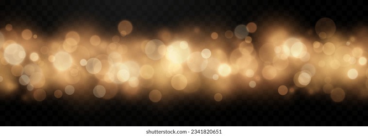 Vector shiny bokeh. Blurred background. Bokeh effect PNG. Christmas background with bokeh PNG. Magic glow, light effect.