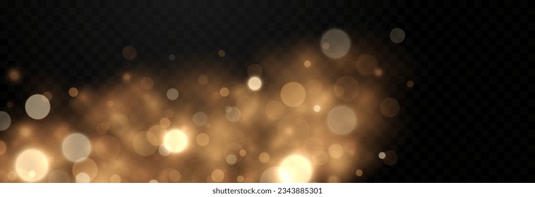 Bokeh brillante vectorial. Fondo borroso. Efecto Bokeh PNG. Antecedentes navideños con PNG bokeh. Brillo mágico, efecto luminoso.