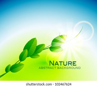 Vector shiny branch of leaves | nature abstract background