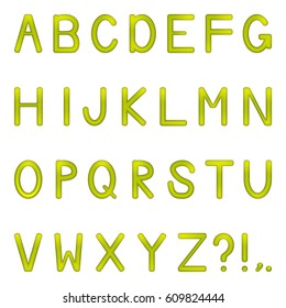 vector shiny bright colored letters set - green and yellow