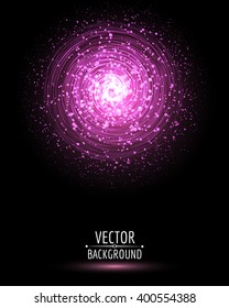 Vector shiny bright glowing .On dark background. Cosmic illustration.