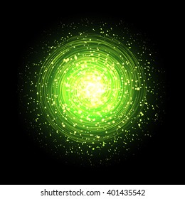Vector shiny bright glowing .On dark background. Cosmic illustration.