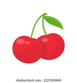 Vector shiny bright red cherries Citrus berries provide healthy vitamins.