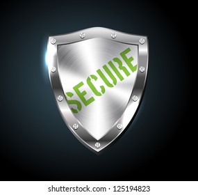 Vector shiny brushed steel security  shield