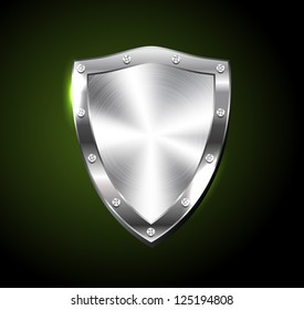 Vector shiny brushed steel shield