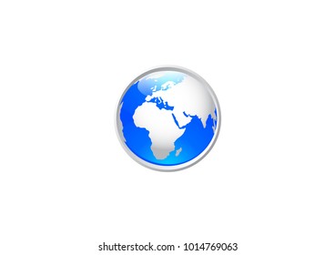 vector shiny buttons with earth globe on white background