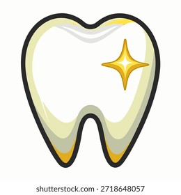 Vetor de dente limpo brilhante sobre fundo branco.