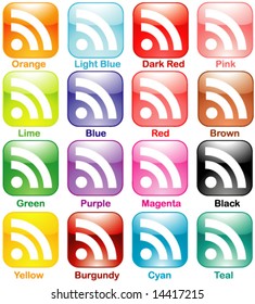 Vector Shiny Colorful RSS Set Part 1 of 3 - Rounded Square Shape