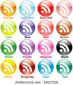 Vector Shiny Colorful RSS Set Part 2 of 3 - Round/Circular Shape