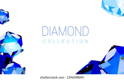 Vector shiny crystal diamonds template with brand name, jewelry background, gem geometric label pattern. Elegant rich luxury symbol design for social media, shop, web, banner, poster, promotion, ad