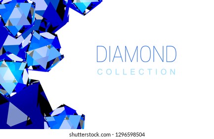 Vector shiny crystal diamonds template with brand name, jewelry background, gem geometric label pattern. Elegant rich luxury symbol design for social media, shop, web, banner, poster, promotion, ad