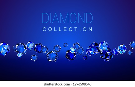 Vector shiny crystal diamonds template with brand name on dark background, jewelry geometric label, gem luxury pattern. Elegant rich symbol design for social media, shop, web, banner, promotion, ad