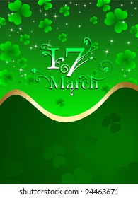 vector shiny decorative illustration with text 17th March  on shiny clover background for St. Patrick's Day.