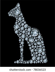 Vector shiny diamond cat on black background