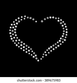 Vector shiny diamond heart on black background.  Vector illustration.