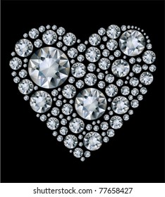 Vector Shiny Diamond Heart On Black Background