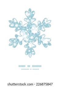 Vector shiny diamonds Christmas snowflake silhouette pattern frame card template
